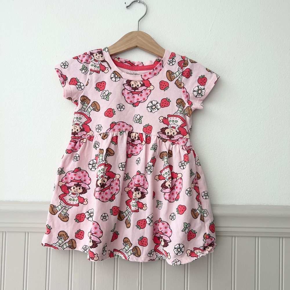 Strawberry Shortcake Girls 2T Cute Red & Pink Kids Dress Graphic Print